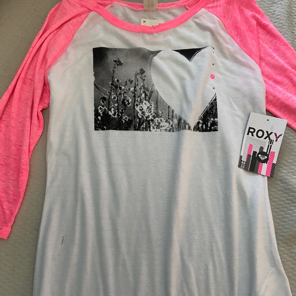 Roxy large t shirt 3/4 sleeves